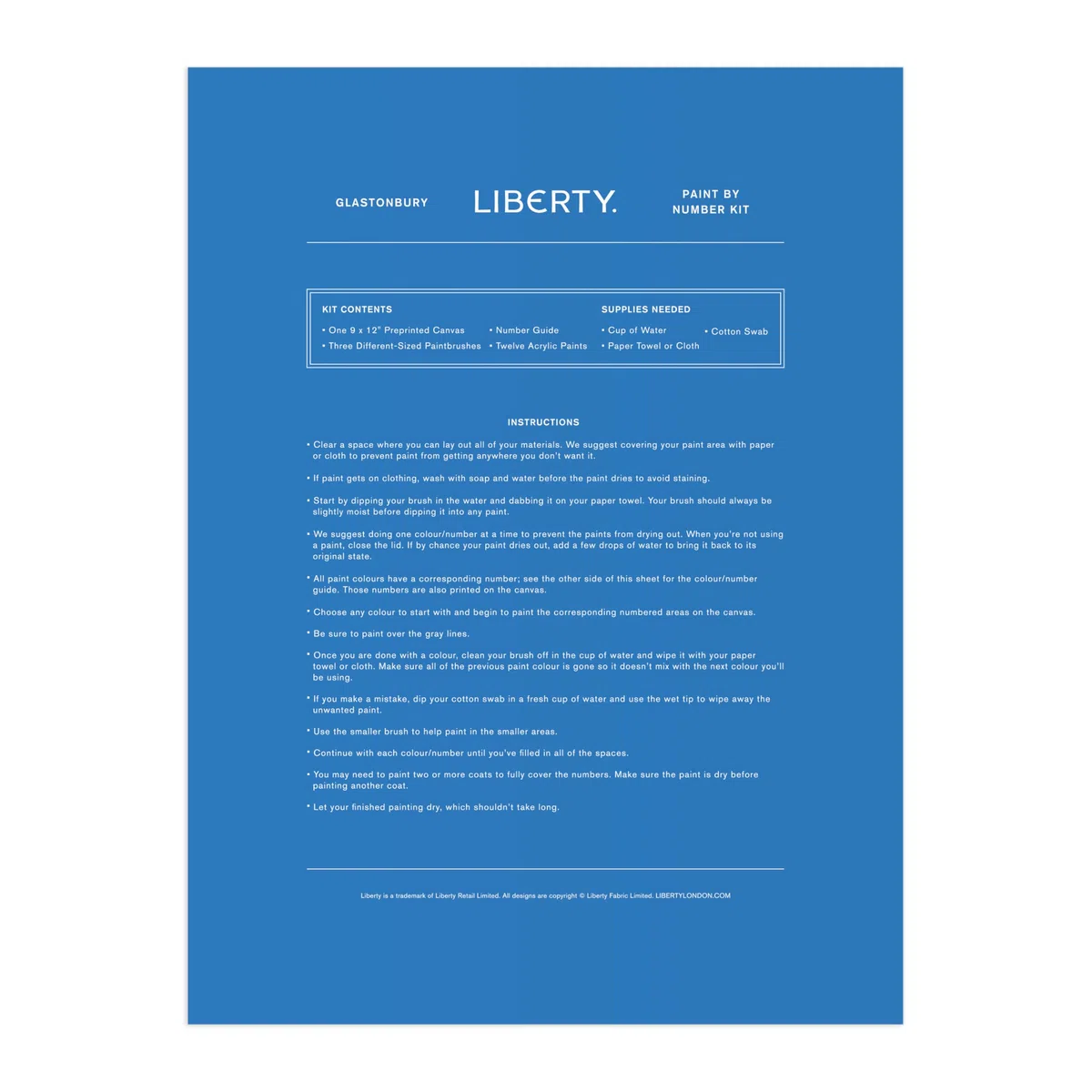 Liberty Paint by Number Kit Glastonbury