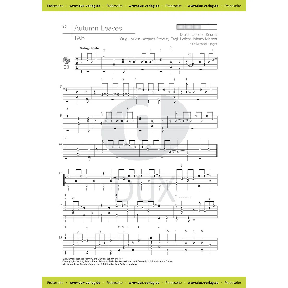 Acoustic Jazz Guitar Solos: 20 Jazz Classics in Noten und TAB / medium-advanced