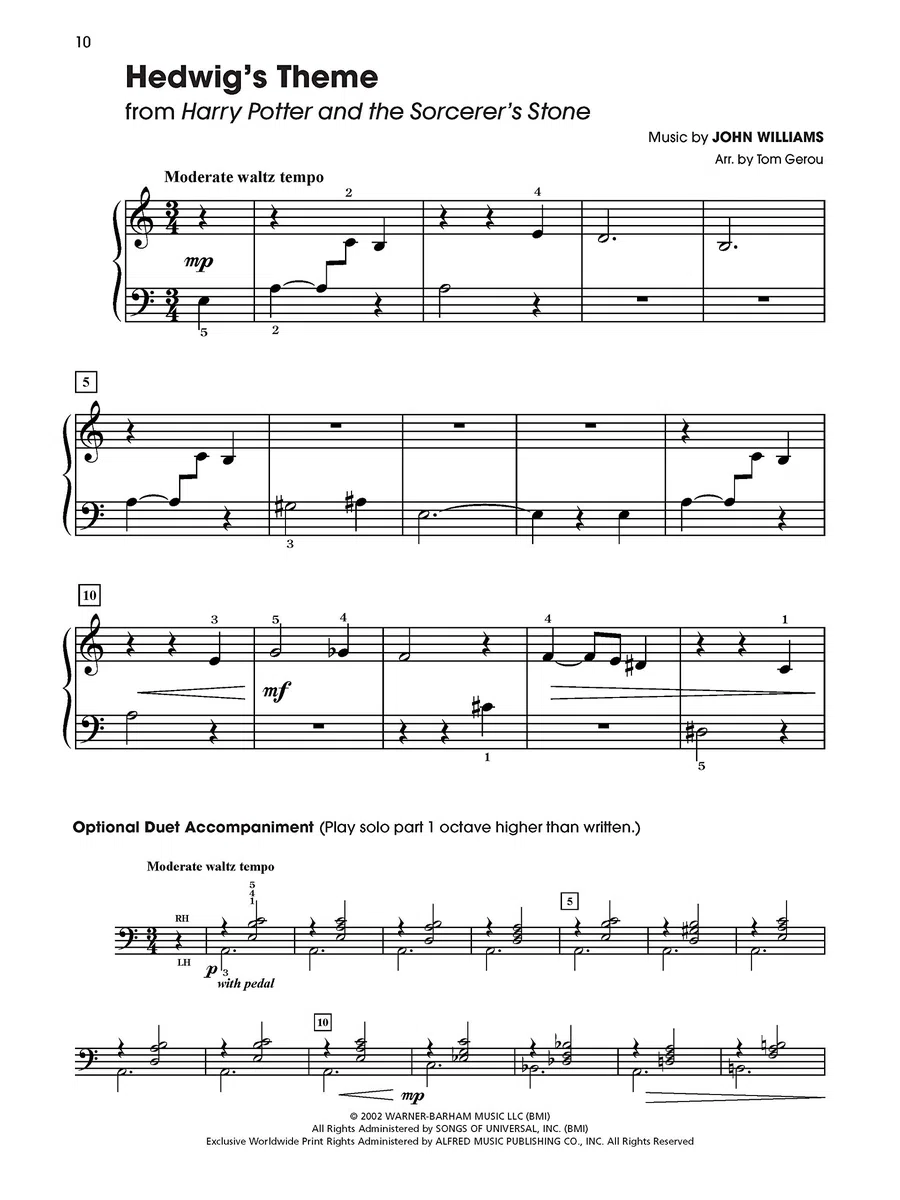 Harry potter music from the complete film series five finger piano bk