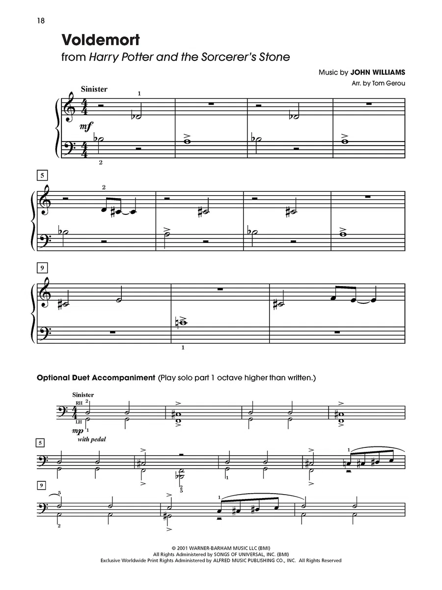 Harry potter music from the complete film series five finger piano bk