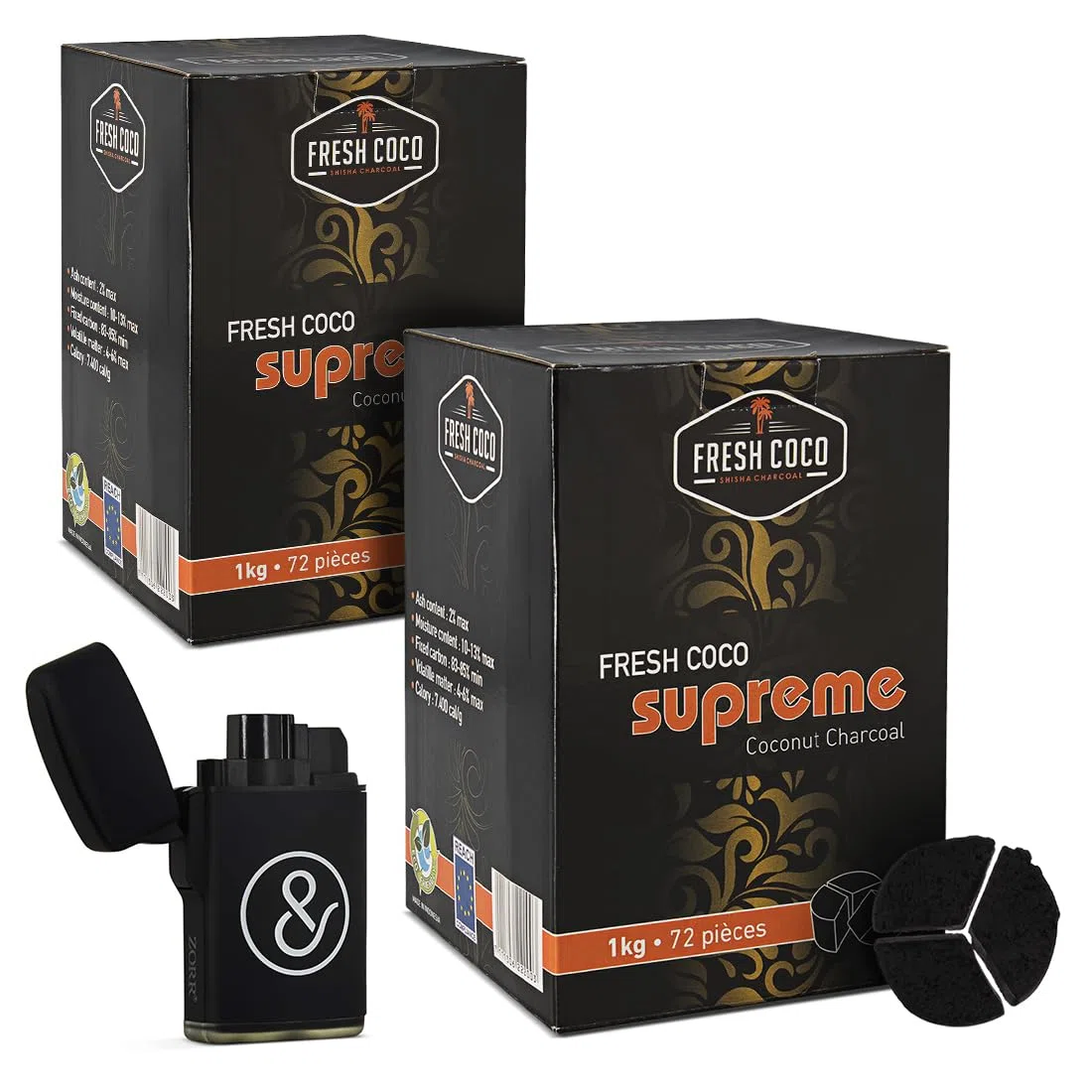 SUPREME : Lot de 2KG - Charbon naturel triangulaire, Compatible KALOUD et BROHOOD - Qualité premium.