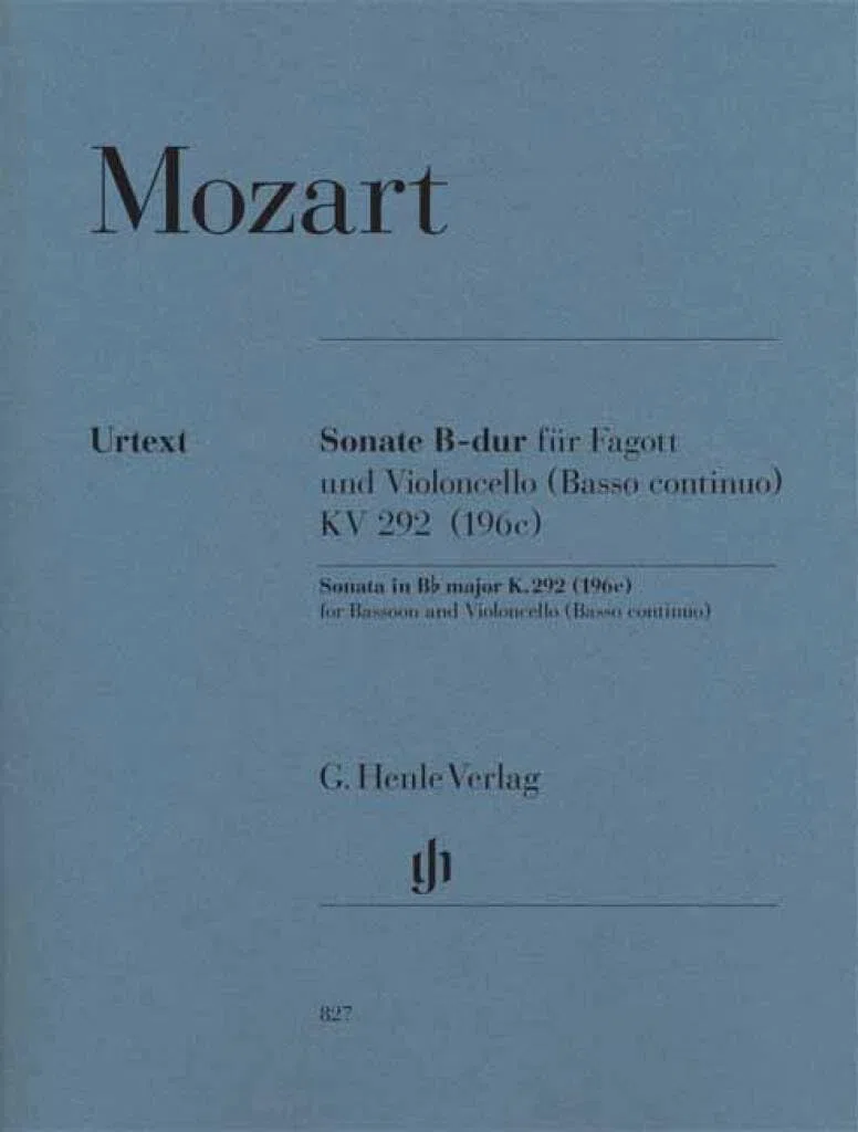Sonate K292 (196c) Sib Majeur -Pour 1 ou 2 basse et piano --- Violoncelle(ou Basson)/Piano