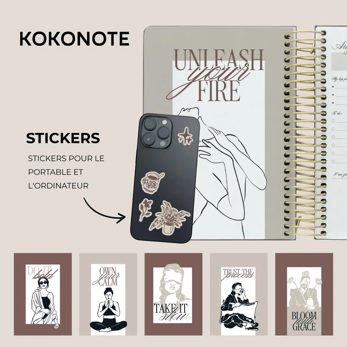 Kokonote - Agenda Scolaire 2026 2027 Journalier Marron | Planner avec Spirale, Agenda 2026 2027 Étudiant ou Professionnel, Fourniture Scolaire Université