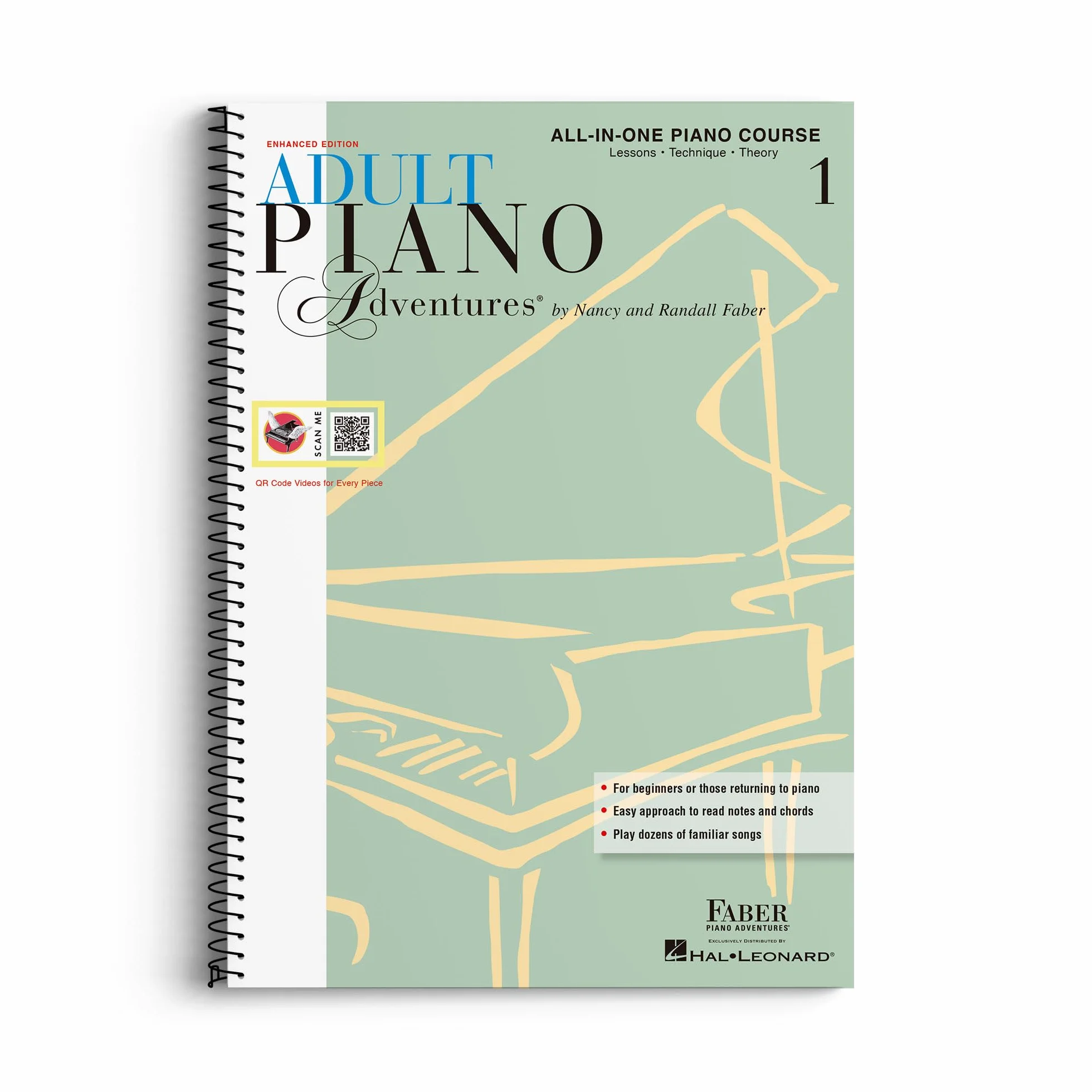 Adult Piano Adventures – Livre 1 cours tout-en-un | Méthode de piano pour adultes débutants Faber | Apprendre les accords et la lecture musicale | Recueil de chansons avec audio et vidéo en ligne