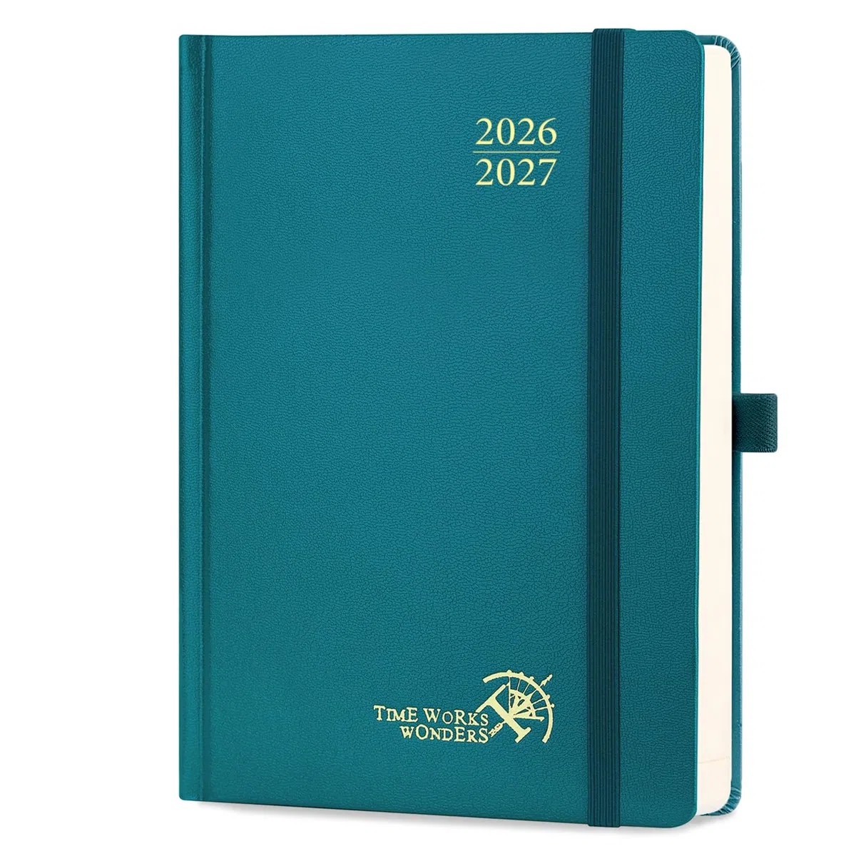 POPRUN Agenda 2026 2027 Journalier A5 21,5 x 14,5cm，1 Page par Jour D'Août 2026 à Juil 2027 12 Mois，Planner Scolaire Couverture Rigide，Poche intérieure，Papier 80g/m²，Vert Pacifique
