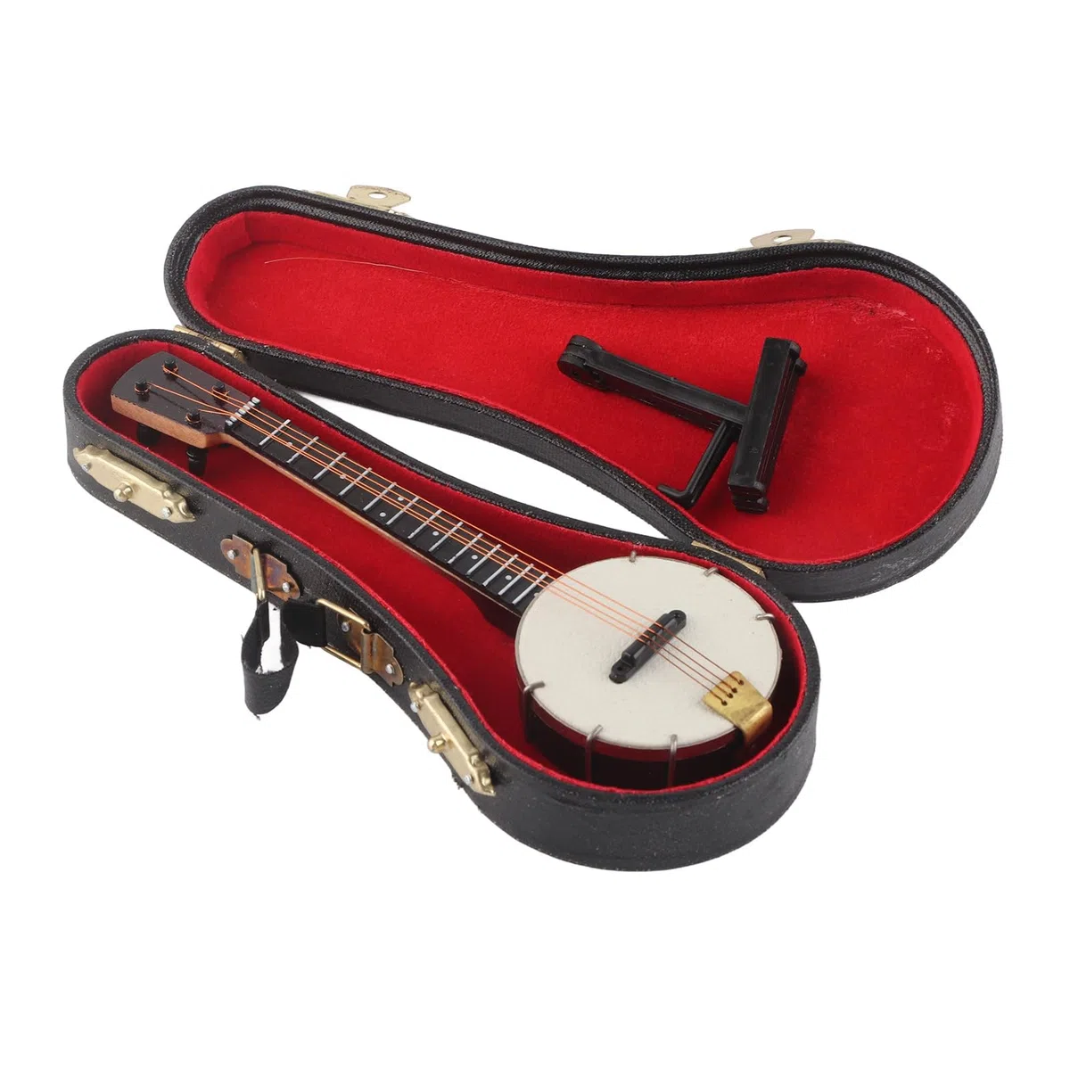 Pssopp Modèle de Banjo Miniature, Basswood Construction Mini MuI Musical Instrument Collection Dollhouse Accessoires pour Cadeaux Décoration des Jouets