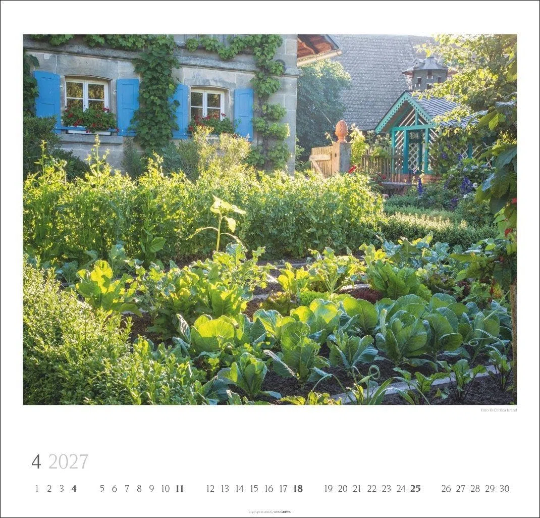 Bauerngärten Kalender 2027: Wandkalender mit 12 Fotos bäuerlicher Gärten. Farbenprächtiger Natur-Kalender für die Wand im Format 48 x 46 cm. Jahres-Fotokalender mit Spiralbindung
