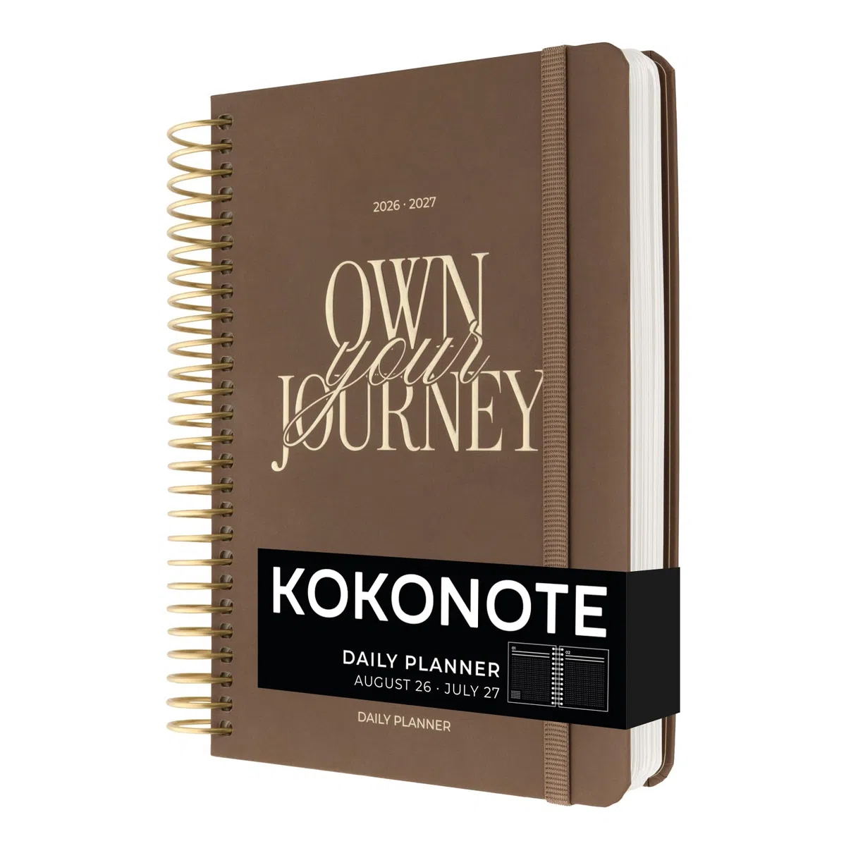 Kokonote - Agenda Scolaire 2026 2027 Journalier Marron | Planner avec Spirale, Agenda 2026 2027 Étudiant ou Professionnel, Fourniture Scolaire Université
