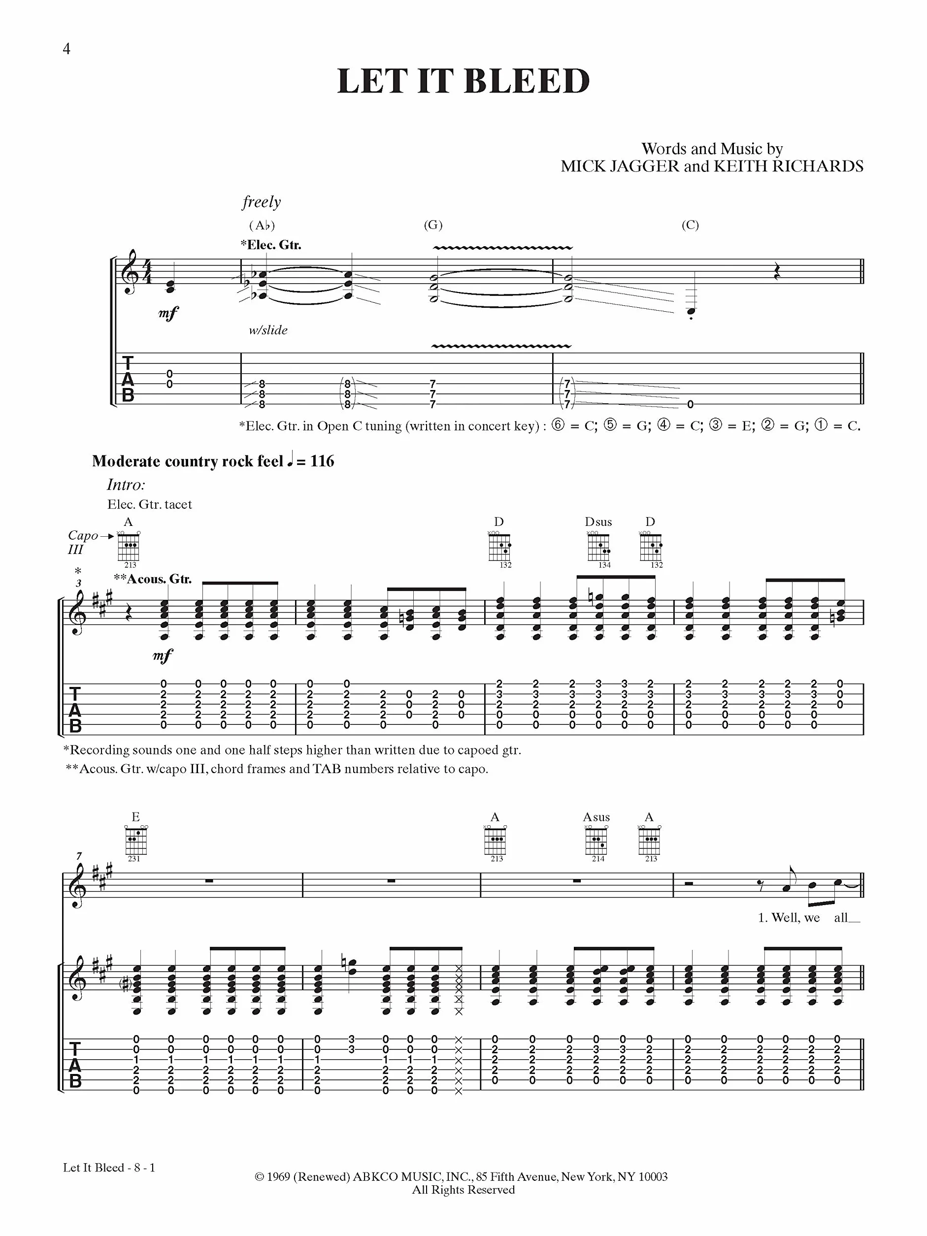 The rolling stones: let it bleed (tab) guitare