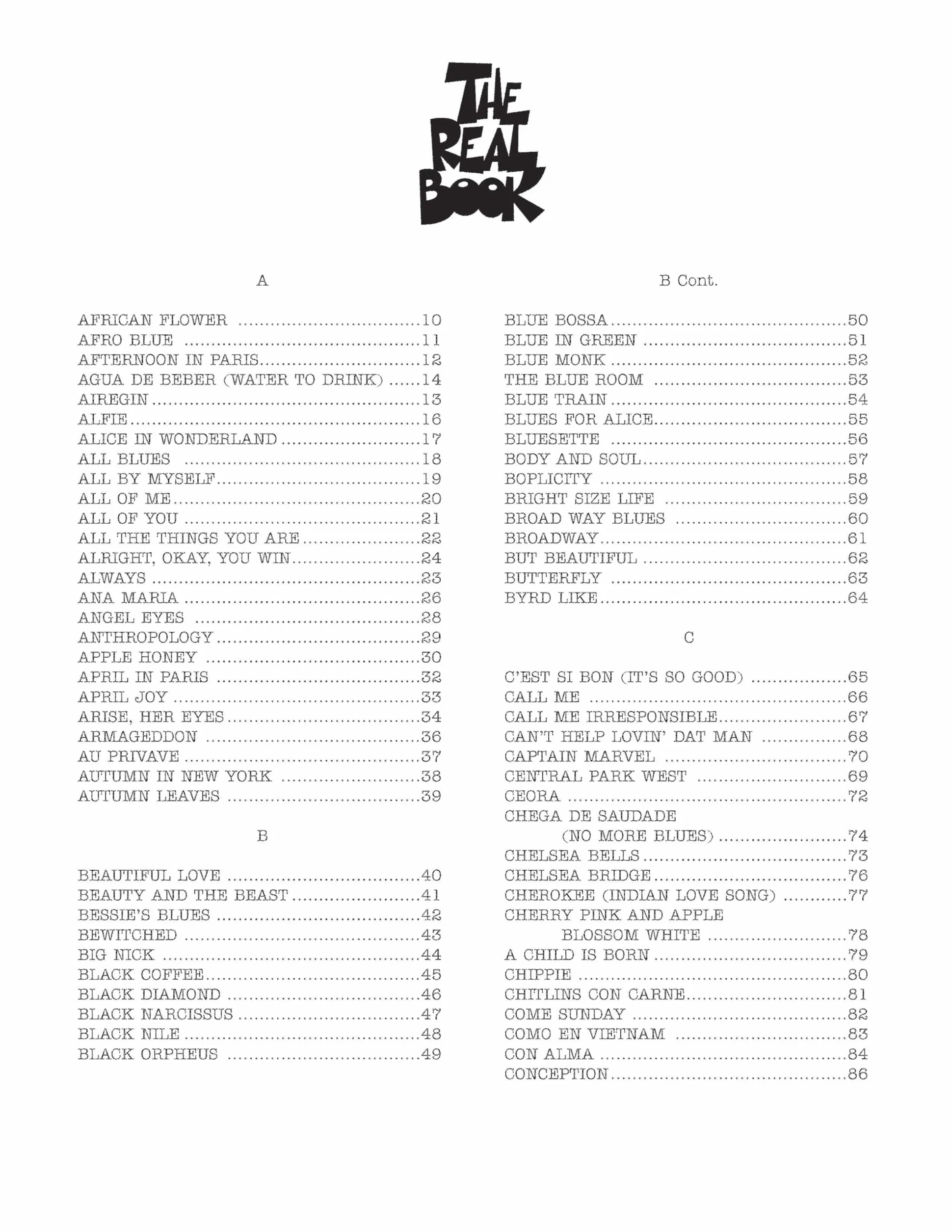 The Real Book - Volume I - Sixth Edition - Instruments en Do