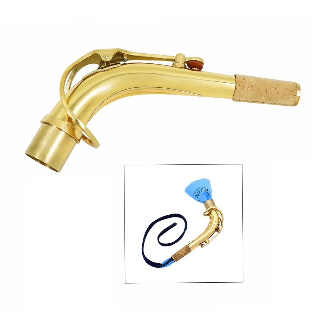 Tbest Bocal de Saxophone Alto en Laiton de 24,5 Mm, courbé Couler une Meille de la Circulation de l'air, Hauteur, Coulecon de Nettoyage, Compatible Avec Saxophone Alto