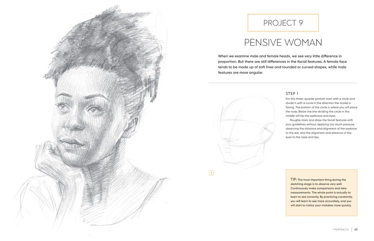 Pencil Drawing Portraits: Learn to Draw Faces, Features, and More With Step-by-Step Pencil Projects Perfect for Beginners