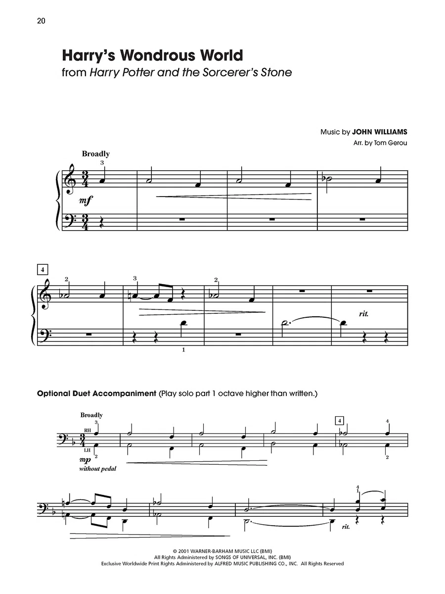 Harry potter music from the complete film series five finger piano bk